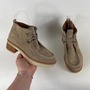 Kork-Ease Wales Boots Womens 6 Tan Suede Lace Up Moc Toe Ankle Booties KE0013955